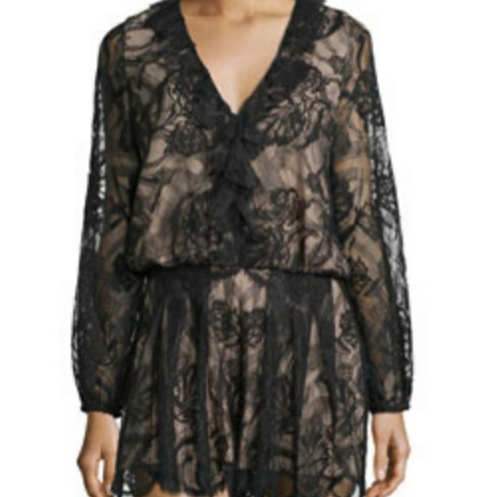 Alexis Marena Long-Sleeve Lace Romper RARE